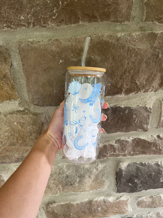 COASTAL COWGIRL GLASS CUP