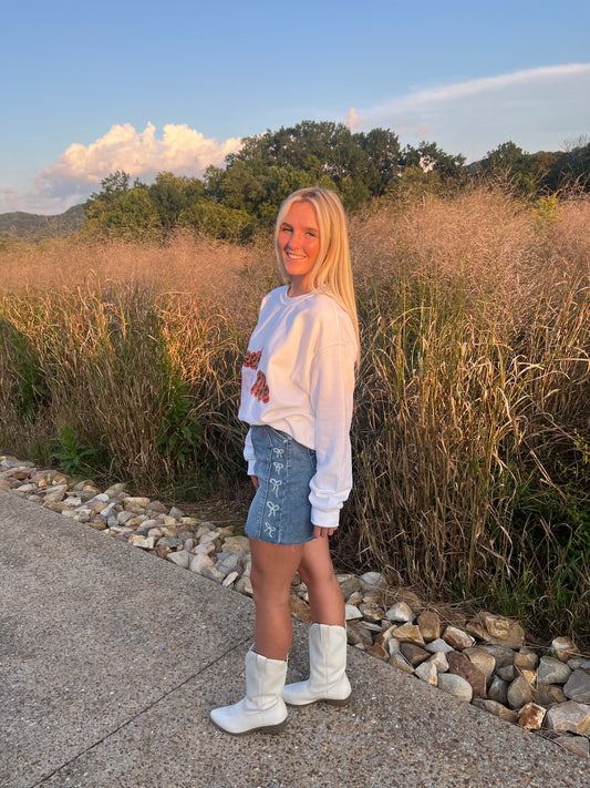 DAINTY BOW DENIM SKIRT