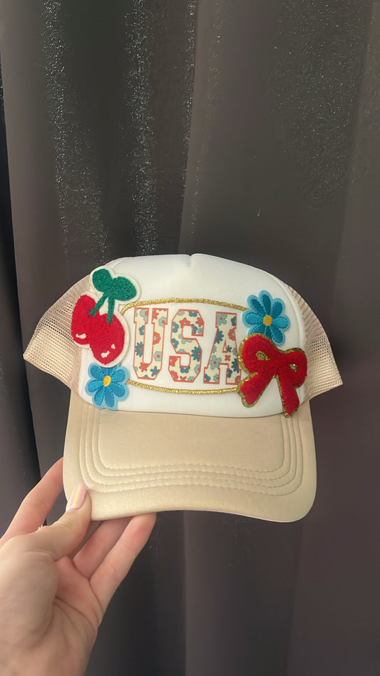 USA TAN TRUCKER HAT