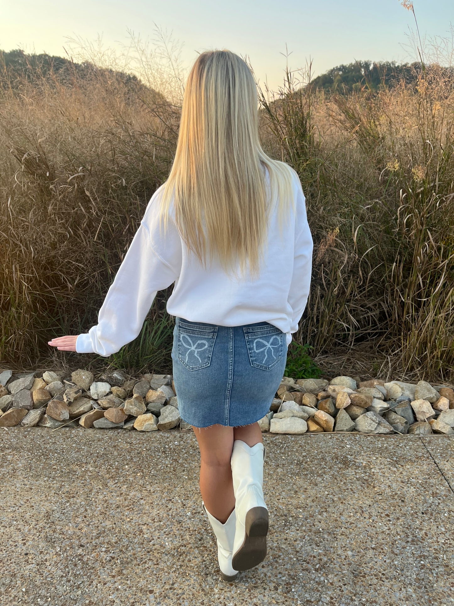 DAINTY BOW DENIM SKIRT