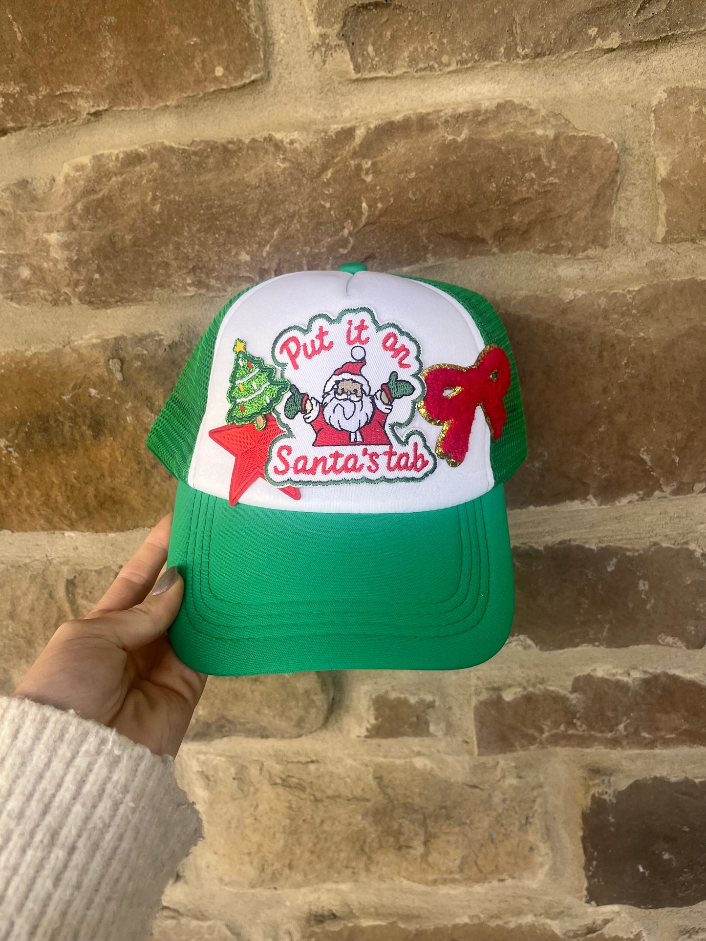PUT IT ON SANTAS TAB GREEN TRUCKER