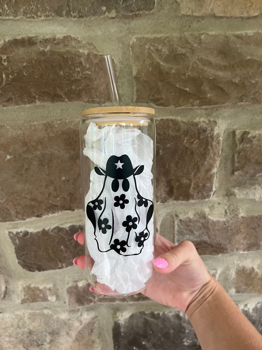 SPOOKY COWBOY GLASS CUP