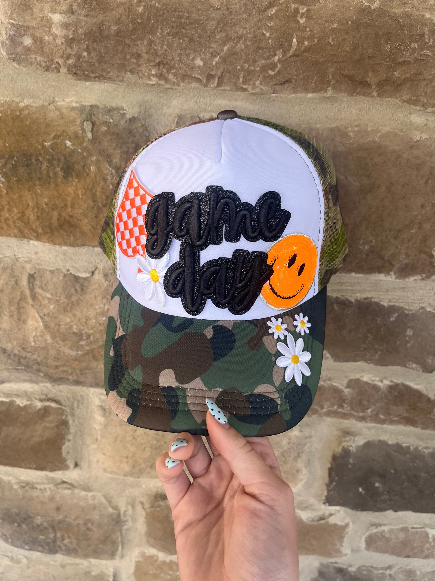 CAMO & ORANGE GAMEDAY TRUCKER HAT