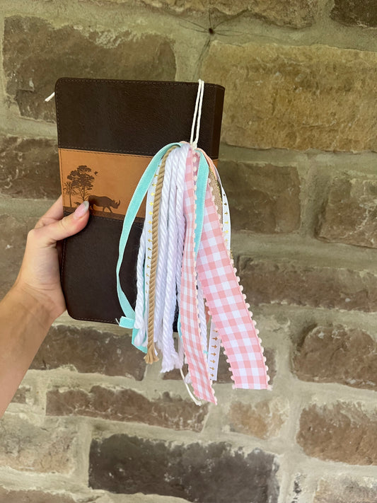 PINK AND TEAL BIBLE TASSEL