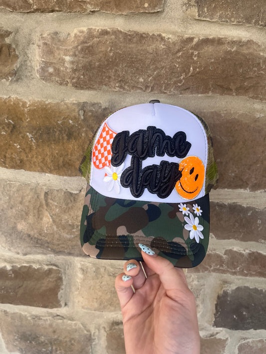 CAMO & ORANGE GAMEDAY TRUCKER HAT
