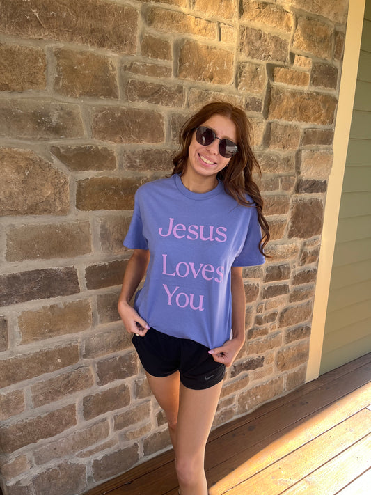 JESUS LOVES YOU PURPLE TEE