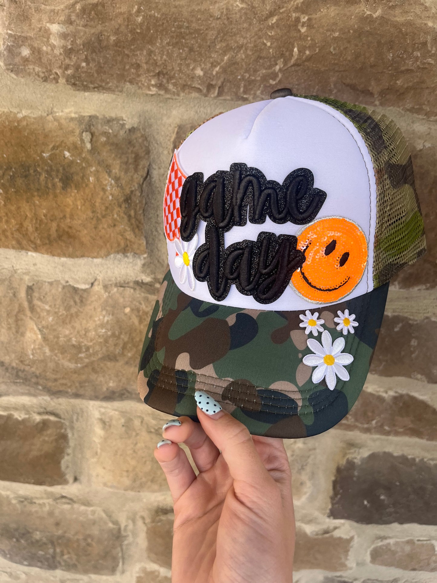 CAMO & ORANGE GAMEDAY TRUCKER HAT