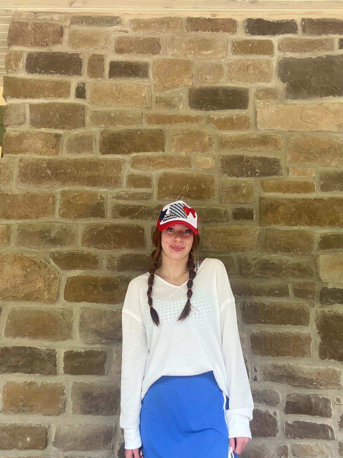 RED PATCHED TRUCKER HAT